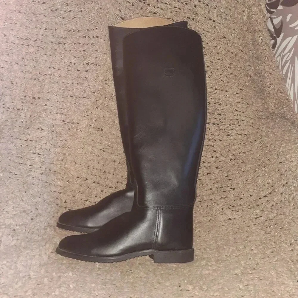 Vintage EQUESTRIAN/RIDING BOOT-USA-Essex Magic Feather-Black Leather-6.5-NWOB